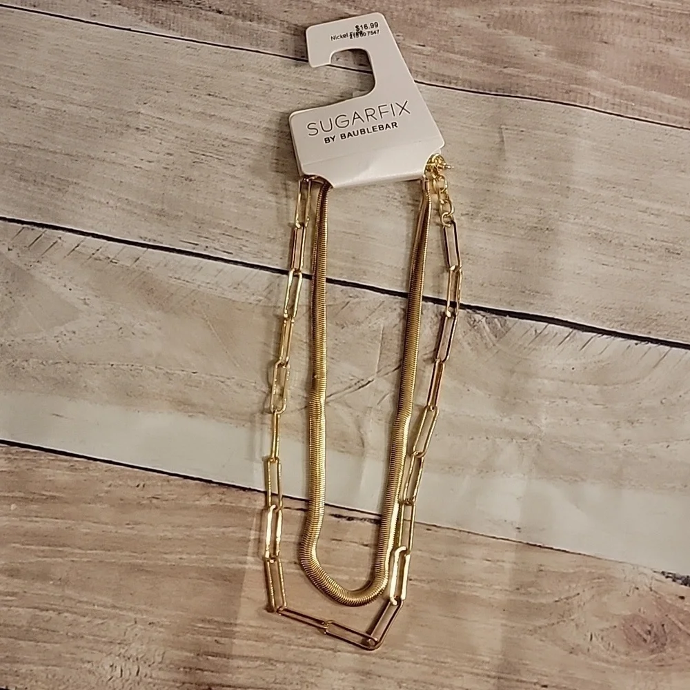 Gold Toned Double Chain Necklace